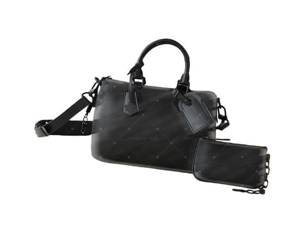 Designer bag featuring dual handles combined with an adjustable and detachable shoulder strap, offering multiple carrying options, and comes with a pillow insert