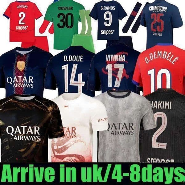Mmaillot de foot psges jersey 25 26 27 Kvaratskhelia soccer jerseys 4th JOAO NEVES HAKIMI football shirt 24 25 26 hommes BARCOLA Zaire-Emery O.Dembele PARIS Fourth