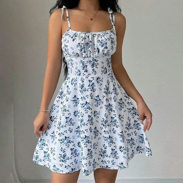 Womens Summer Floral Spaghetti Strap Beach Short DressWomens DressesWoman ClothingWoman ClothesSundress in Dress 260416BJ