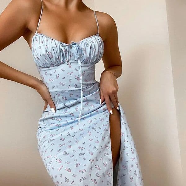 Women Elegant Floral Beach Vacation Bodycon Streetwear Long Dress Summer Clothes Wholesale Items For Business 260416BJ