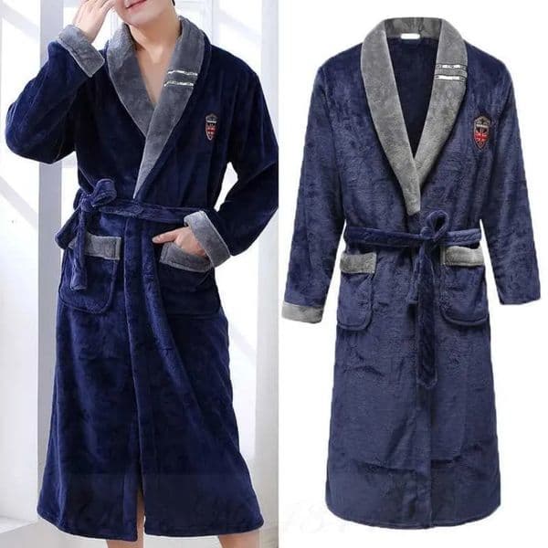Luxury Designer room Decor Autumn Winter Thick Flannel Men Robe Kimono Bathrobe Gown Coral Fleece Sleepwear Home Clothes Plus Size Nightwear 7