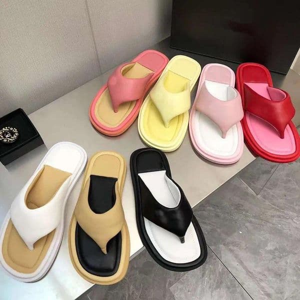 designer slides leather slippers women platform sandals beach flip flops sandals fashion mule flat bottom shoes