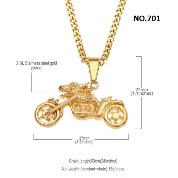Moissanite Jewelry Creative Men's Motorcycle GRA 925 Sterling Silver 14K Gold Gold Trendy Punk Hip 14k Hop IGI Necklace 18k Pendant Wholesale