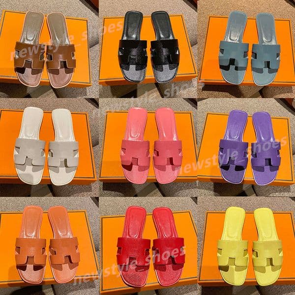 2026 Designer Chypre Slippers Women Leather Sandals Men Ladies Flip Flops Summer Beach Flat Slippers S Size 35-44 H Slippers N17