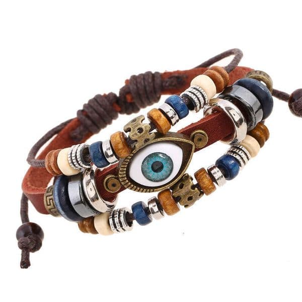 Fashionable new pearl eye cowhide adjustable pull style couple leather bracelet European and American jewelry luxury fashion trend