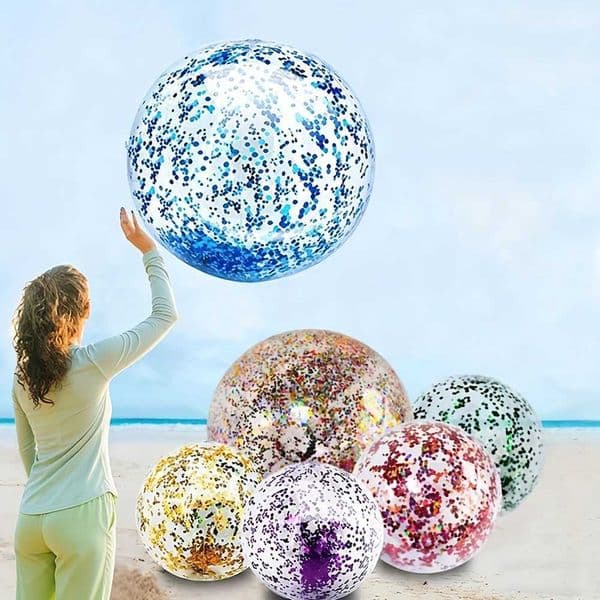 1pc Sequins Beach Ball Halloween Jumbo Pool Toys Balls Glitters Inflatable Clear Beach Ball Swimming Pool Water Beach Toys Z260417