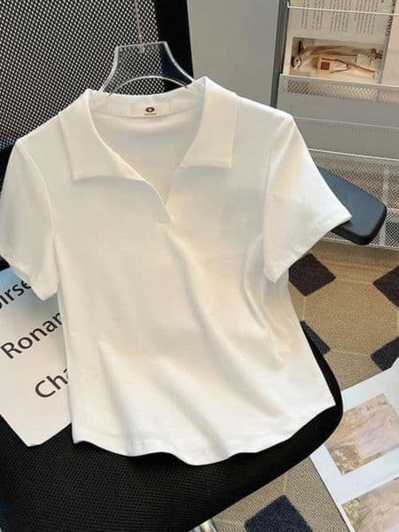 Women's Polos Pure Cotton Short Sleeve T-Shirt Summer Round Neck Slim Fit Asymmetrical Hemline Shirt Floral Print Casual Top