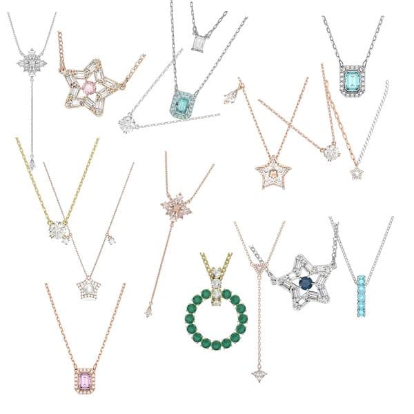 New pentagram transparent crystal personalized square colored crystal exquisite necklace romantic jewelry gift