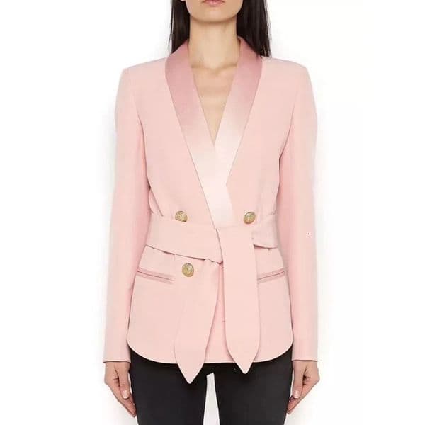 HIGH STREET est Fashion 2026 ner Blazer Womens Shawl Collar Double Breasted Metal Buttons Belt Jacket 260324
