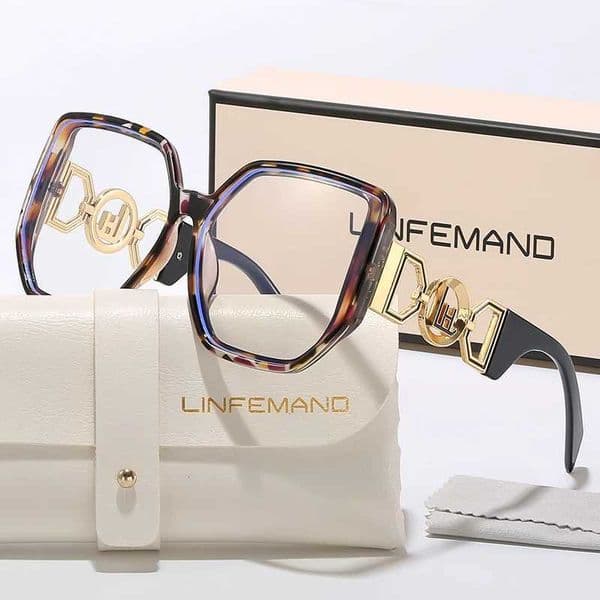 LINFEMAND oversized square anti blue light glasses designed by female brand designer for daily wear and decoration holiday gifts J260417