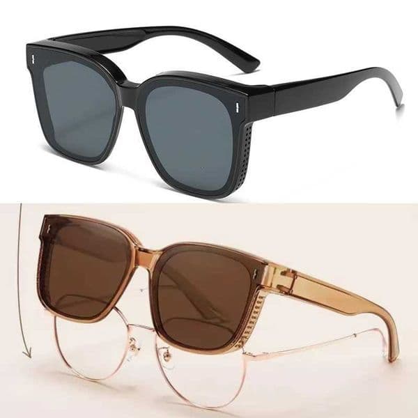 Fashion Square Polarized Sunglasses Cover Over Myopia Prescription Glasses Portable Men Women FishDrivEyewear J260417
