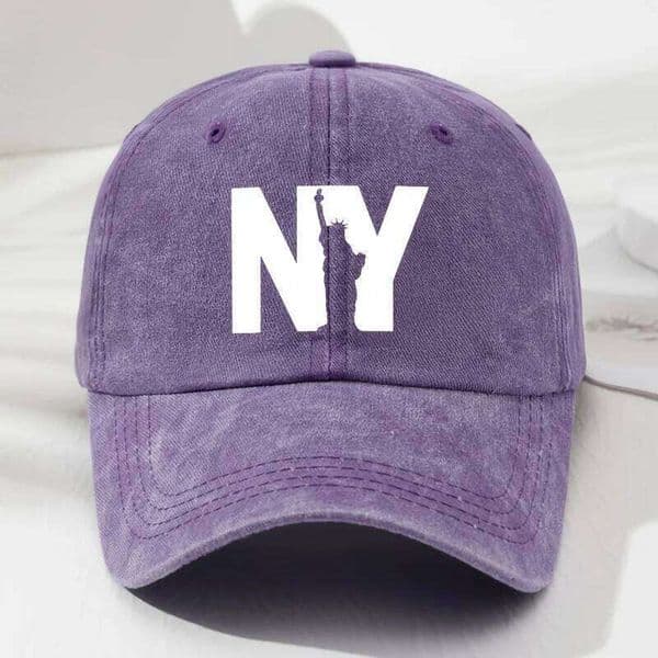 Unisex NY Goddess print soft top baseball cap, retro adjustable outdoor hat, suitable for sports, fishing, and hiking