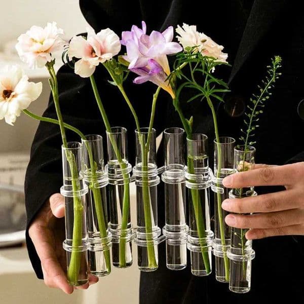Hinged vase Aquatic plant vase Hinged Flower Vase Clear Glass Test Tube Hanging Flower Holder for Home DecorZ260417