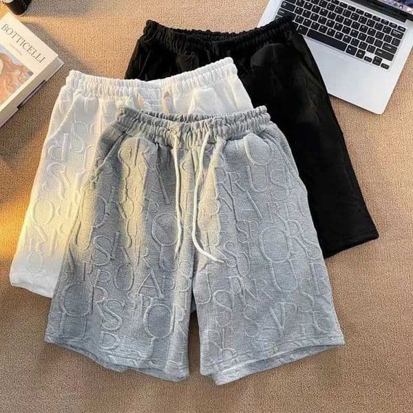 Men Beach Board Shorts Premium Waffle Casual Loose Wide Leg Sport Running Letter Print Cargo Shorts Fashion Outfit Style X260417