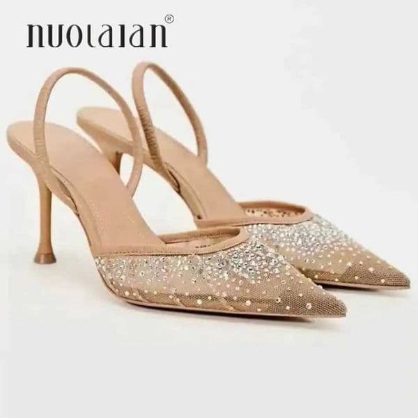 Womens High Heels Sandals Woman Summer Sandal Shoes Rhinestone Bright Wedding Shoe Pumps Slip on Slippers Women X260417
