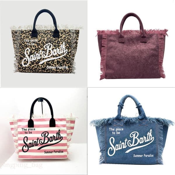 Designer Totes saint barth beach bag Europe and America Travel High Capacity Womens Bag New Handmade Tassel Handbag Fashion Printed Denim 05 bc 35a