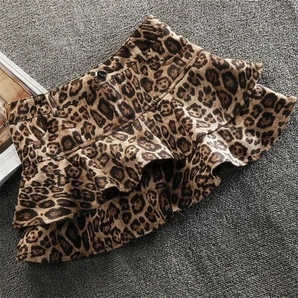 Sexy Leopard Print Pleated Skirt for Women Y2k Mini Skirt Harajuku Skirts for Women Fashion Short High Waist Hip Skirt 250318BJ