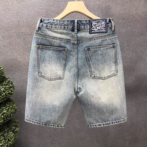 2026 Designer Creative Embroidery For Men Thin Style Five-piece Shorts Summer New Design - High-end Light Blue Loose Denim Pants