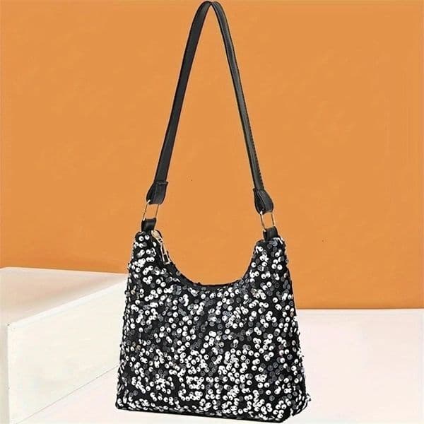 womens Korean fashion bag with sequin decoration versatile square shoulder purse trendy small handbag for daily wear 251111BJ