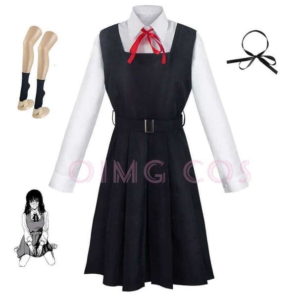 Mitaka Asa Cosplay Costume Chainsaw Man Outfits Blue Suit Shirt Tie Short Wig Neck Ring Women Anime Uniform Halloween