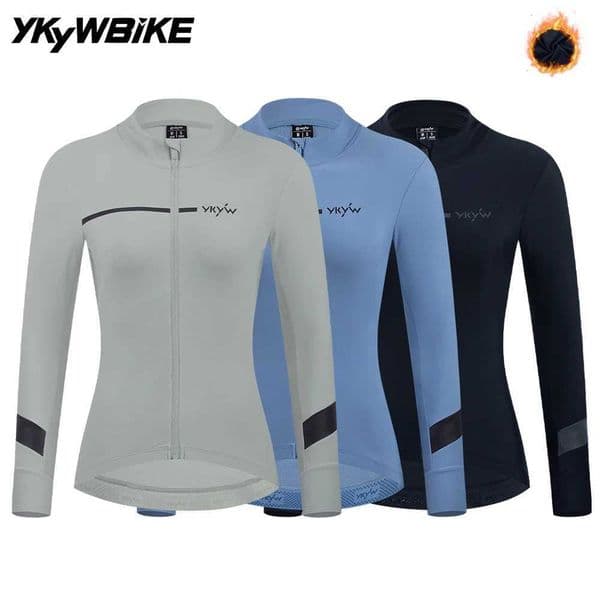 YKYWBIKE Women Cycling Jackets Thermal Fleece Warmth Cycling Jersey Long Sleeve Winter Autumn Bicycle Jacket Road Bike Clothing S260416