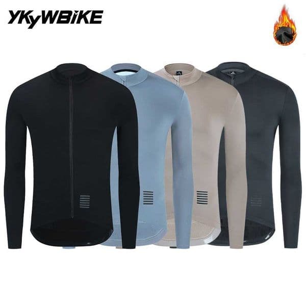 YKYWBIKE Mens Cycling Jersey WinterAutumn Long Sleeve Thermal Fleece lining Bicycle Warm Jacket Road Bike MTB Clothing S260416