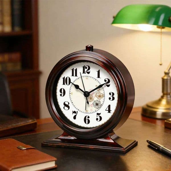 Vintage Metal Desk Classic Elegant Floral Design Quartz Movement Stylish Desktop Clock For Bedroom Living Room Office 26L0418