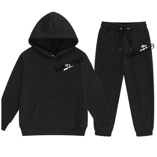 Kids Essential Hoodie Boys Girls Pants Oversize Loose Classic Flocking 3D Letter Pullover Skateboard Baseball Fleece Clothing Set Trousers Black Dark Gray