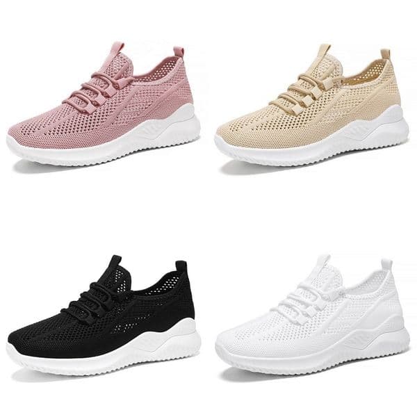 Style17 Women Running Shoes Designer Sneaker Mesh Upper Flat White Black Khaki Pink Solf Sole Woman Ladies Summer Breathable Outdoor Trainers Sports Sneakers GAI