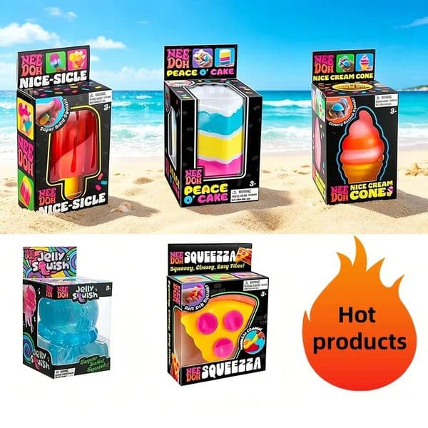 New Needoh Nice Cone Gradient Ice Cream Stress Pinch Play Sensory Toys Suitable for Children and Adults to Relieve Anxiety