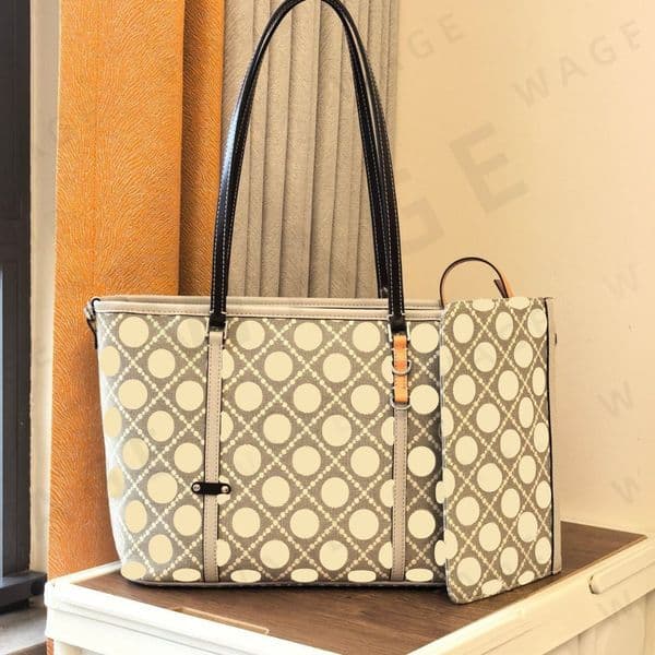 2026 New Monogram Zipper Tote Bag Women Large Capacity Shoulder Bag Top Handle Mom Diaper Bag Fashionable Shopping Tote Quick Free Shipping-2
