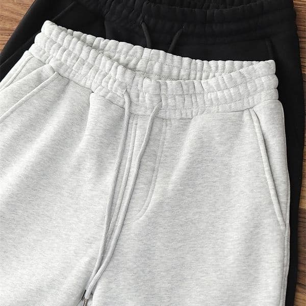 420G Heavyweight Fleece-Lined Sweatpants for Men Lamb Wool Fleece Warm Drawstring Light Gray Sports Casual Joggers Winter 251126BJ