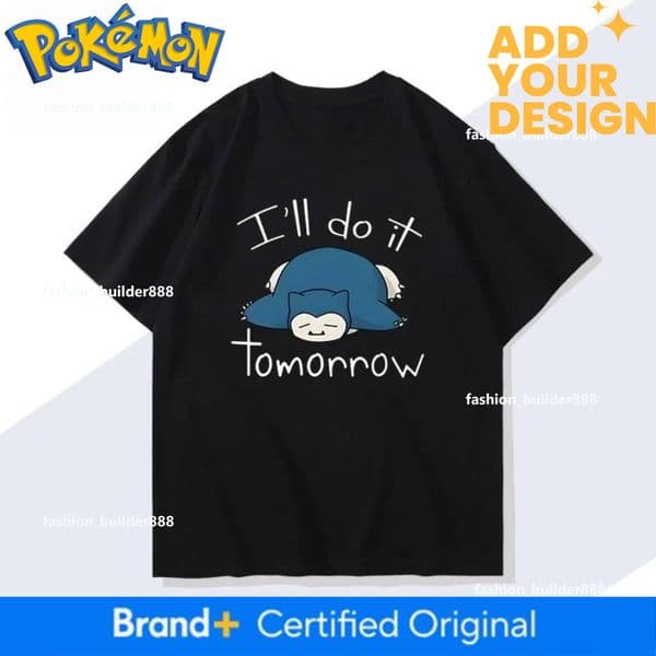 Men's New Pokemon fashion Handheld Game Snorlax T-Shirt Summer New Men's And Women's Japanese Trend Loose Casual Short-Sleeved Top