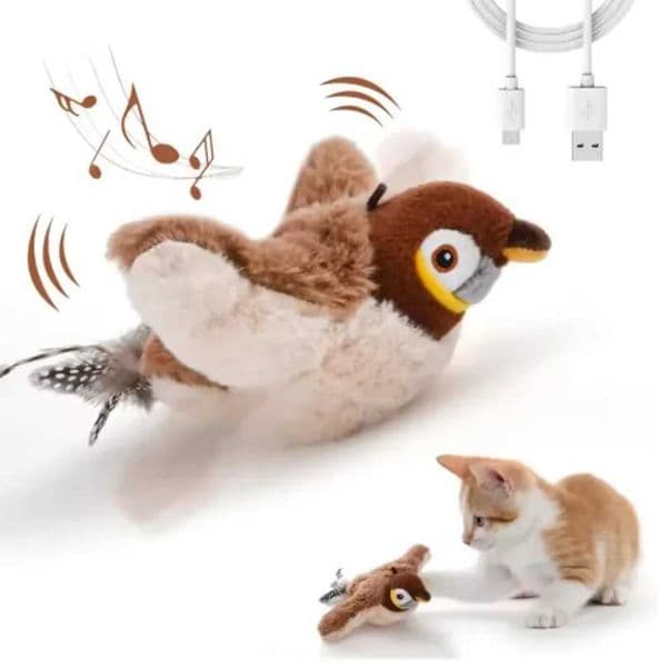 New Simulated Bird Cat Toy Interactive Toys Dog Rechargeable Chirping Flapping Birdno Flying Touch Activated Plush Toy Pet C260418