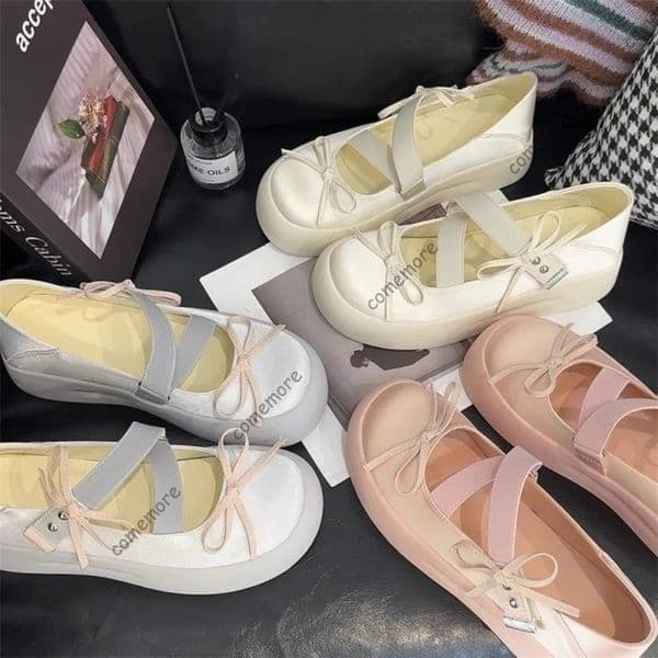 Comemore Spring Autumn Japanese Jk Sweet Cool Ballet Single Shoes Thick Bottom Shallow Mouth Mary Jane Womens Flats 260303BJ
