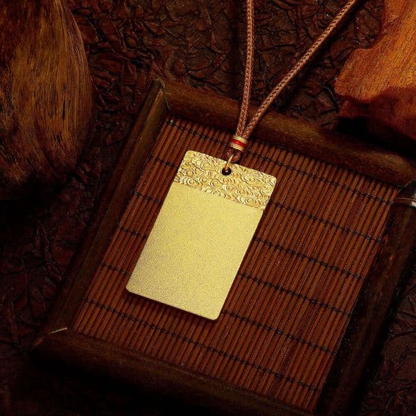 Gold-Plated Peace and Prosperity Cloud Couple Necklace Ancient Method Square Sweater Chain Imitation Gold Pendant Wholesale
