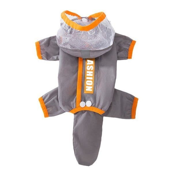 Two Tone Frosted Edge Transparent Dog Raincoat, Leashable Design with Tail Outlet, Waterproof Hooded Poncho for Small Medium Breeds, Lightweight PVC for Teddy Bichon