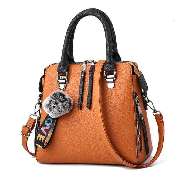 PU Leather Women Messenger Bag Fur Ball Crossbody Flap Bag Female Shoulder Bag Solid Color Handbags H260417