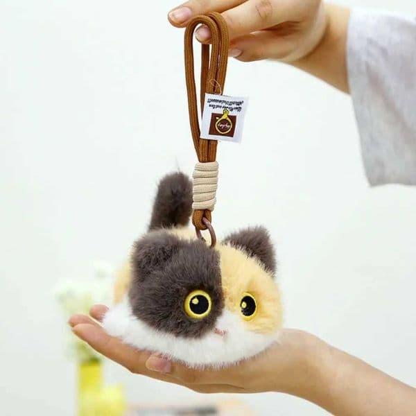Cute Cartoon Cat Plush Doll Toy Realistic Texture Soft Simulation Cat Plush Toy Lifelike Kitten Stuffed KeyChain Plushie C260418