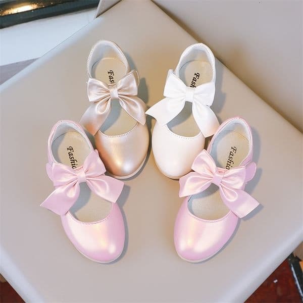 Girls Princess Shoes Shallow Bowknot Metallic Color Fashion Sweet Girls Mary Janes Shoes Light Non-slip 26-36 Kids Ballet Flats 260324ww