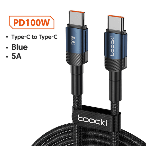 PD100W Type C to C Fast Charging Cable Nylon Braided Charger Cable PD3.0 QC4.0 5A High Speed Data Sync Cable for Switch Laptop Phone