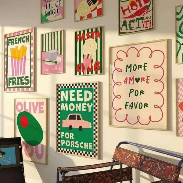 Color Food Art Poster Pasta Club Canvas Painting Wall Prints French Fries Kitchen Pictures for Living Cafe Home Decor Unframed 26L0418