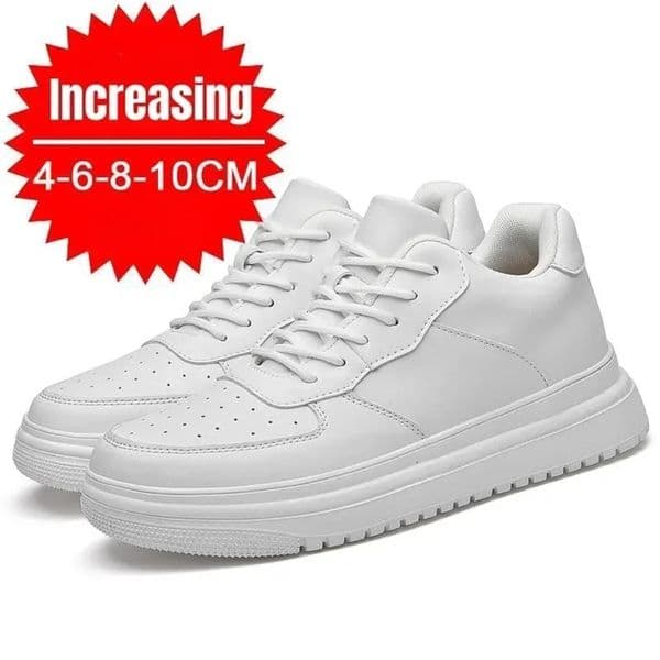 Height Increasing Shoes for Men 10cm Invisible Elevator Sneakers White Leathe Sport Zapatillas De Hombre Big Size 251114BJ