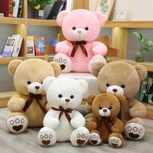 High Quality 35/50/60CM 5 Colors Lovely Bow-Knot Teddy Bear Doll Stuffed Animal Bear Plush Toys Lovers Girls Birthday Baby Gift C260418