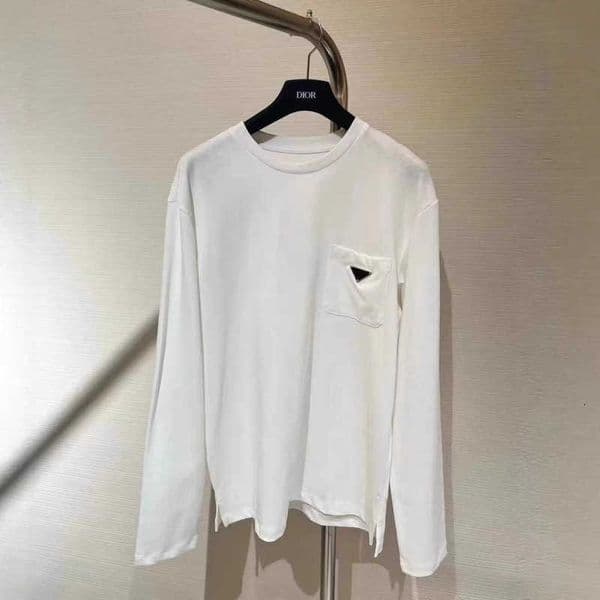 Women's T-Shirt designer tees brand's new metal pocket crew neck long-sleeve T Shirt for men women tops