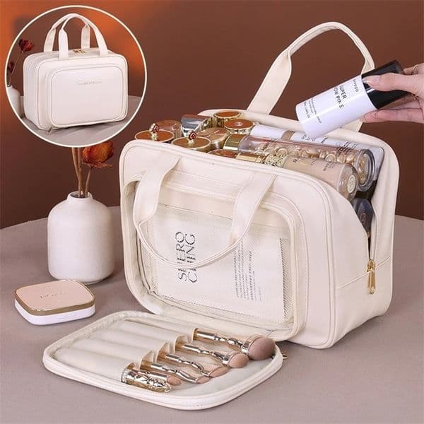 PU Leather Cosmetic Bag For Women Multifunctional Portable Storage Makeup Bag Large Capacity Travel Toiletry Storage Bag 260107BJ