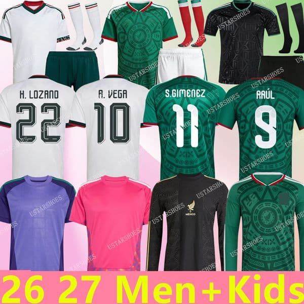 Mexico Jersey 2026 World Cup RAUL CHICHARITO Soccer Jersey LOZANO 2026 2027 H.LOZANO A. VEGA Kids Kit Football Shirt Women Top Goalkeeper Training Uniform Long sleeves