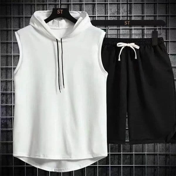 Mens Oversized Tracksuit Set Sleeveless Hood T Shirts Shorts Pants Sports Vest 2 Piece Suits Summer Gym Workout Hoodie 250711BJ
