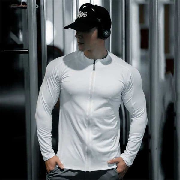 Mens Compression Jacket cardigan zipper Shirts Light Weight Slim Fit Long Sleeve Workout T-Shirts gym elasticity coat men tops S260416
