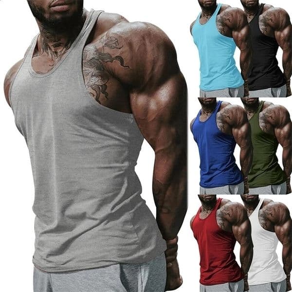 European and American summer casual sports training vest mens solid color plus size sleeveless vest 250422BJ